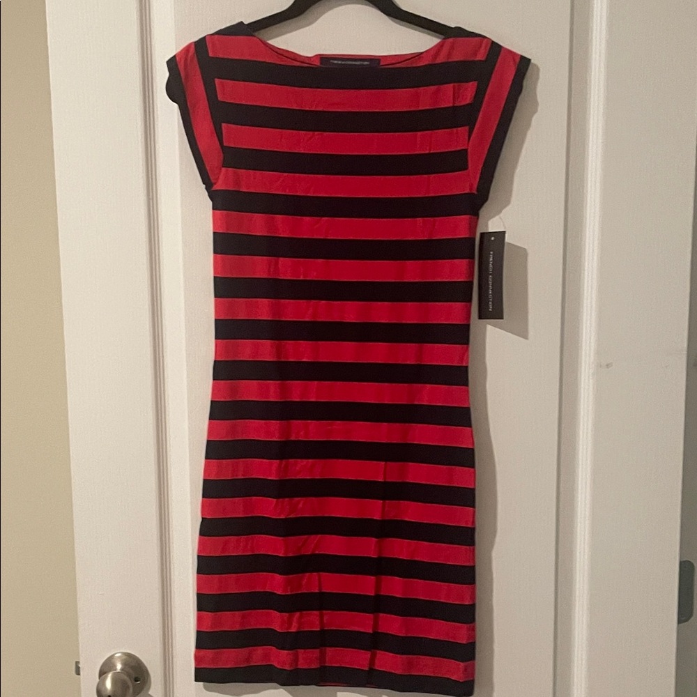 French Connection Red and Black Striped Mini Dress